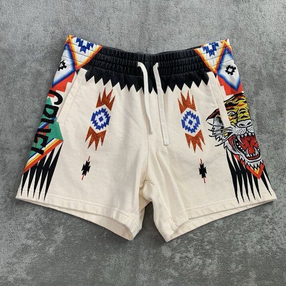 Cruel Play Ed Hardy Sweat Shorts Womens Medium Lion Rhinestones Aztec Tribal 5” - Picture 2 of 12